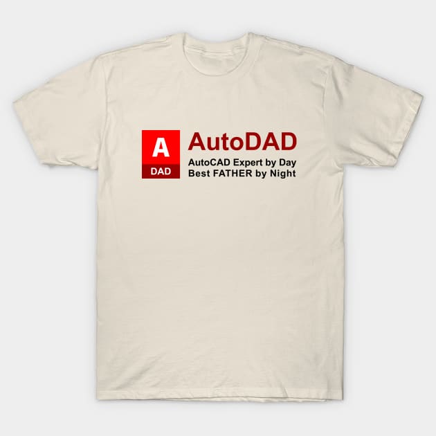 AutoDAD - AutoCAD Expert by Day Best FATHER by Night [Black text version] T-Shirt by JavaBlend
